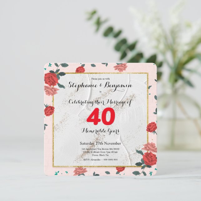 Invitation Noces de rubis 40 ans de mariage - Typographie per (Debout devant)