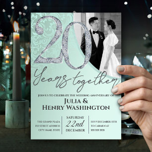 Invitation Noces de Vert de Menthe et d'Argent 