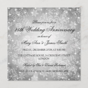 Invitation Noces d'hiver Anniversaire de mariage Fête Bokeh A