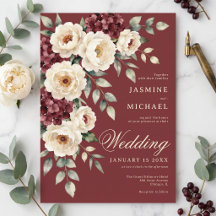 Noces d'hiver en aquarelle bordeaux humeur
