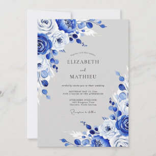 Invitation Noces d'hiver givré bleu saphir