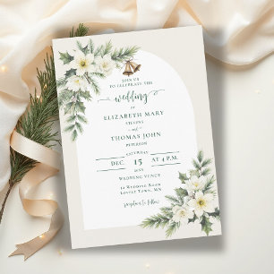 Invitation Noces d'hiver Roses de Noël de verdure Arch