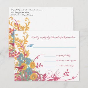 Invitation Noces d'oiseau Fleur Sauvage Framboise Cire d'Abei
