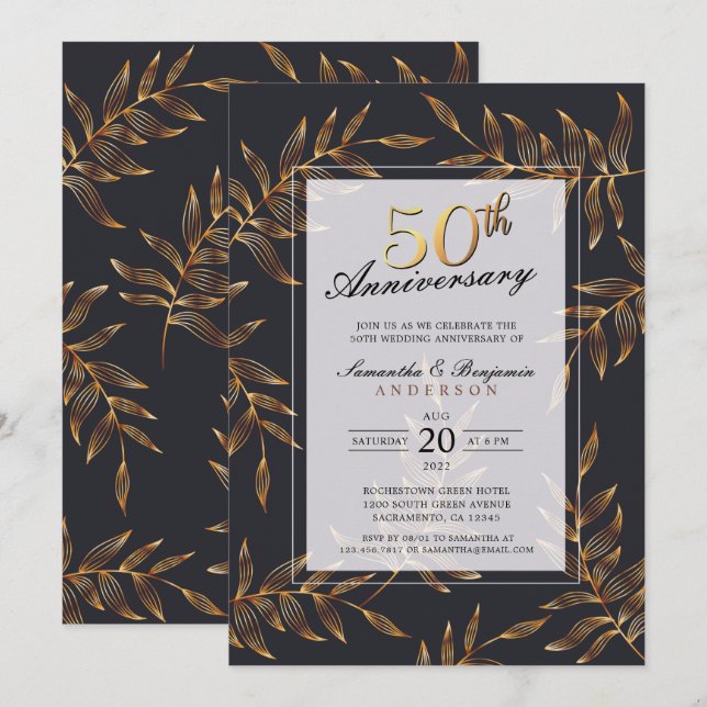 Invitation Noces d'or 50 ans de mariage (Devant / Derrière)