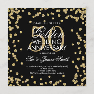 Invitation Noces d'or 50 ans de mariage Paillettes Confettis