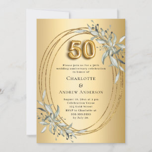 Invitation noces d'or 50 ans photo de feuillage vert