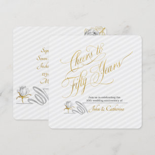 Invitation Noces d'or 50 Ans Rayures