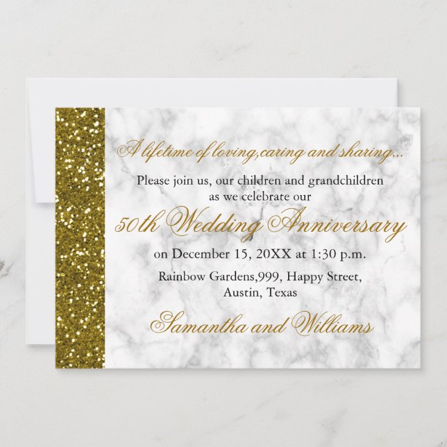 Invitation Noces d'or 50e anniversaire de mariage (Devant)