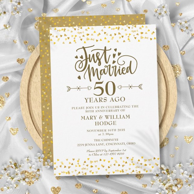 Invitation Noces d'Or 50e Anniversaire de Mariage (Just Married 50th Wedding Anniversary Invitation)