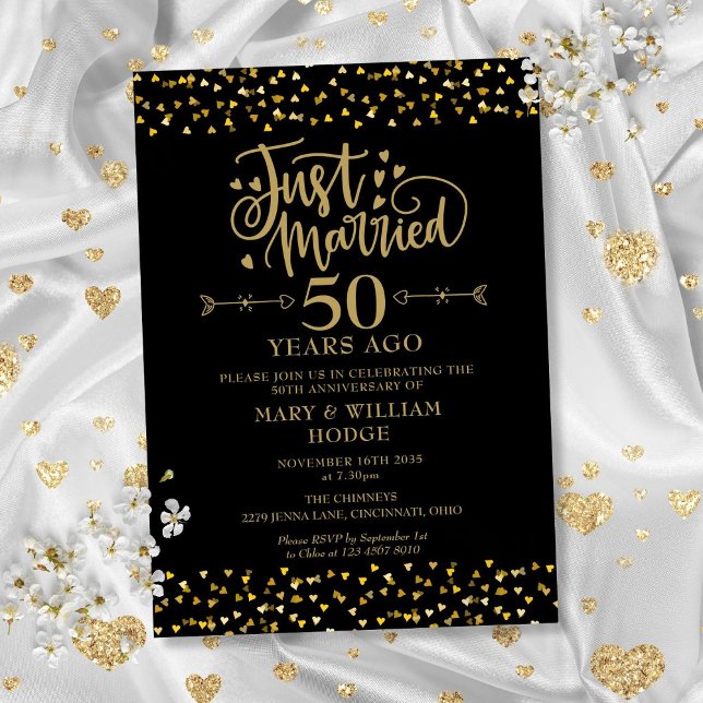 Invitation Noces d'Or 50e Anniversaire de Mariage (Just Married 50th Wedding Anniversary Invitation)
