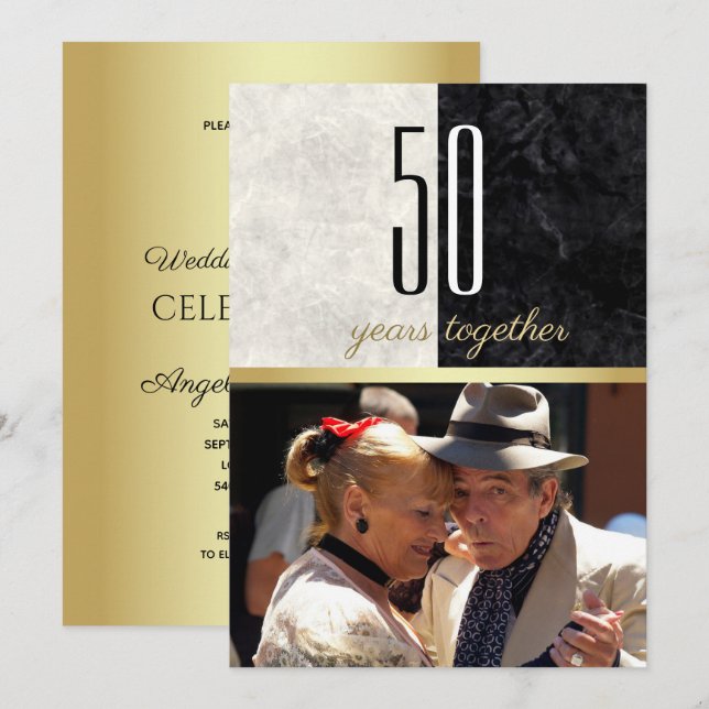 Invitation Noces d'or 50e anniversaire de mariage (Devant / Derrière)