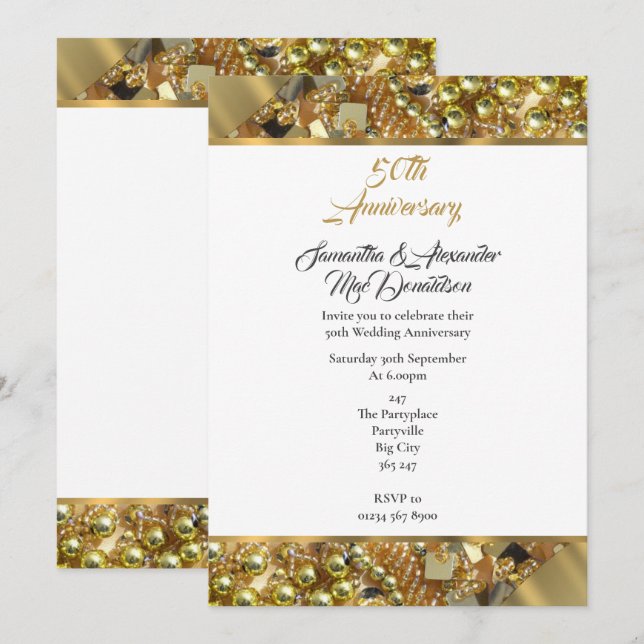 Invitation Noces d'or 50e anniversaire de mariage (Devant / Derrière)