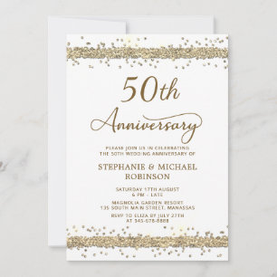 Invitation Noces d'or à paillettes 50e anniversaire de mariag