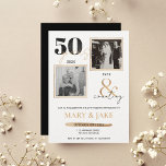 Invitation Noces d'Or Alors & Maintenant 50 ans<br><div class="desc">Célébrez votre histoire d'amour avec une invitation de mariage d'anniversaire dorée magnifique. Cette invitation présente un design intemporel et élégant avec le slogan "50 ans et plus" imprimé en évidence. Montrant deux images, l'une d'il y a 50 ans et l'autre d'aujourd'hui, cette invitation est le moyen idéal pour se remémorer...</div>
