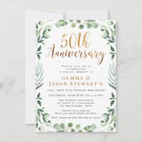 Noces d'or Calligraphie Verte 50e Anniversaire de