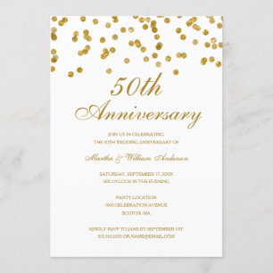 Invitation Noces d'or Confettis 50 ans de mariage