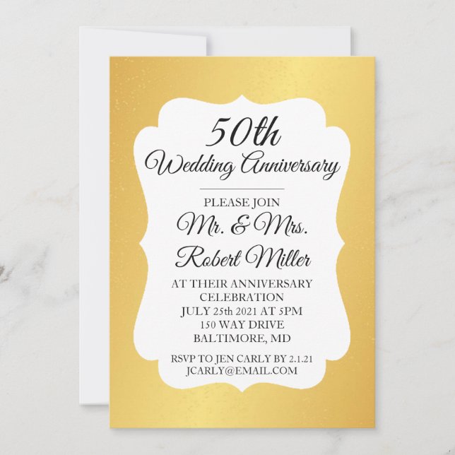 Invitation - Noces d'or de 50e anniversaire de mar (Devant)
