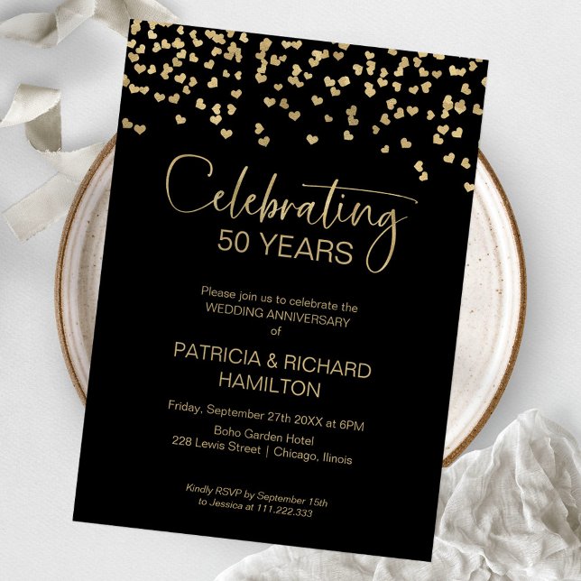 Invitation Noces d'or de Black Gold (Créateur téléchargé)