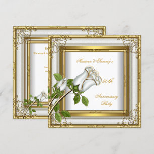 Invitation Noces d'or Élégant Rose Gold Blanc 50e Anniversair