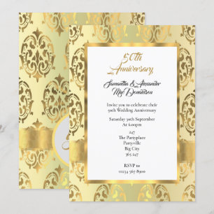 Invitation Noces d'or en damas cinquantième anniversaire de m