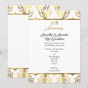 Invitation Noces d'or et de damas