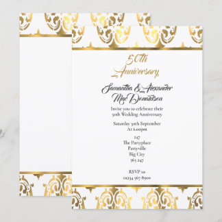 Invitation Noces d'or et de damas