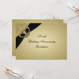 Invitation Noces d'Or Noir 50e Anniversaire de Mariage