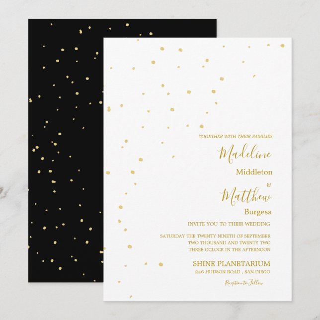 Invitation Noces du soir Or Astral Taches Noir (Devant / Derrière)