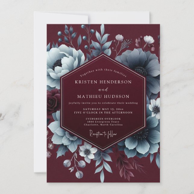Invitation Noces Élégance Floraison Bourguignonne (Devant)