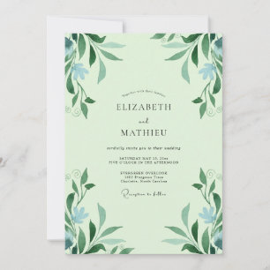 Invitation Noces Feuilles D'azur Mousse De Mer