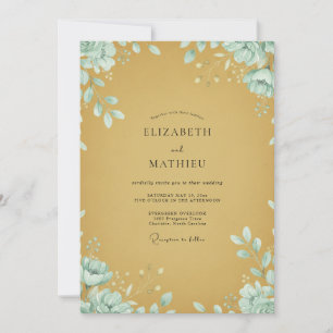 Invitation Noces Feuillues de Menthe Botanique Moutarde
