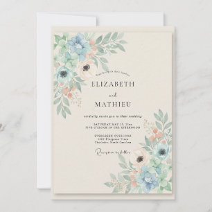 Invitation Noces Fleur de Maïs Céladon
