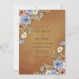 Invitation Noces Fleur de Saphire Ocre