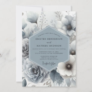 Invitation Noces Fleuraison Murmure Bleu Ardoise
