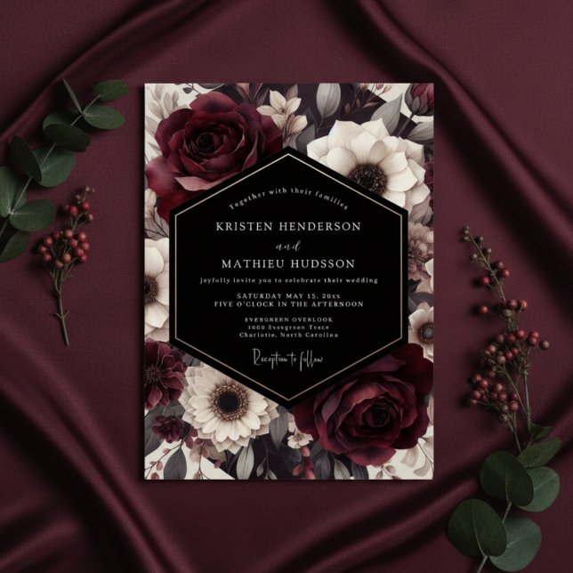 Invitation Noces Fleurie Bourgeon de Bourgogne (Créateur téléchargé)