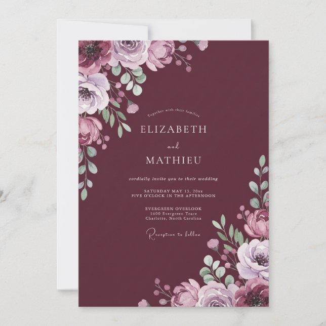 Invitation Noces Fleurie de Bourgogne (Devant)