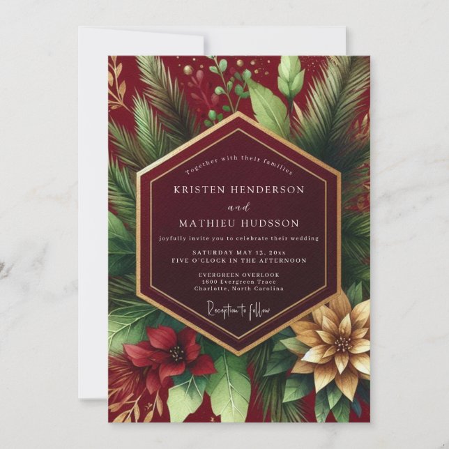 Invitation Noces Fleurie d'Hiver Bourgogne (Devant)
