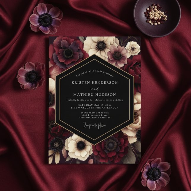 Invitation Noces Fleurie Nocturne de Bourgogne (Créateur téléchargé)