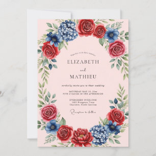 Invitation Noces Fleuries Indigo Carmine Pittoresques