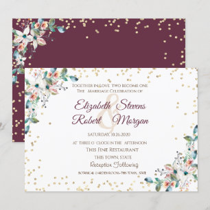 Invitation Noces Fleurs de Bourgogne Diamants Dorés