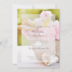 Invitation Noces Fleurs Roses de Cerisier