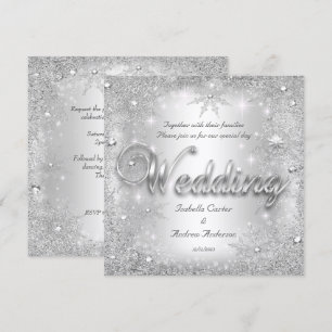 Invitation Noces Flocons de Neige Merveilleux Hiver Argenté