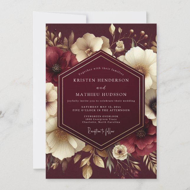 Invitation Noces Nocturne Bourguignon Ivoire (Devant)