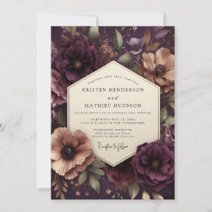 Invitation Noces Nocturne Florale aux Prunes