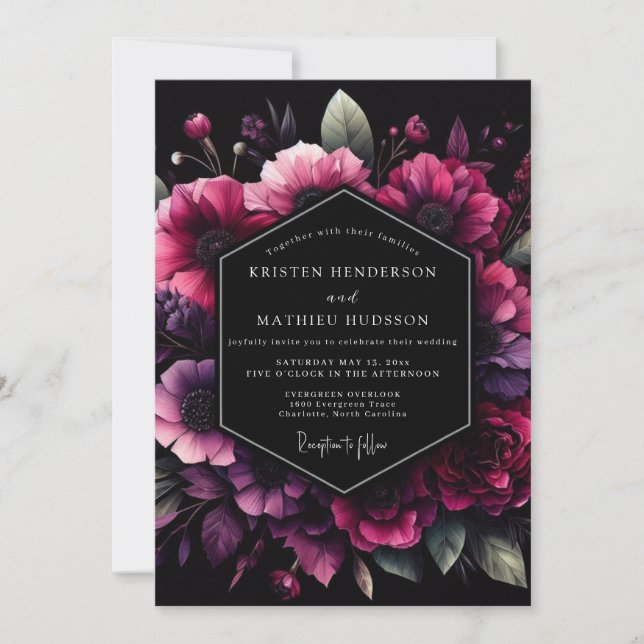 Invitation Noces Nocturne Magenta Bloom (Devant)