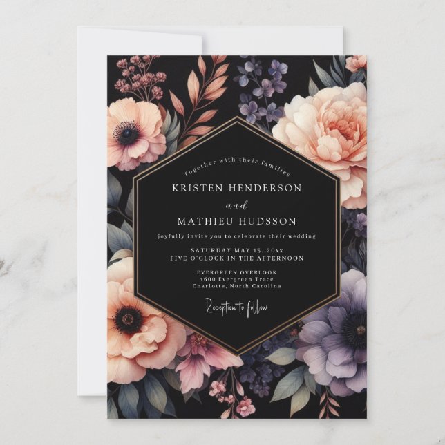 Invitation Noces Nocturne Rouge-Bourgogne (Devant)