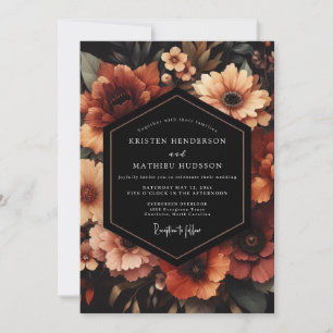 Invitation Noces Nocturnes Florales en Terracotta