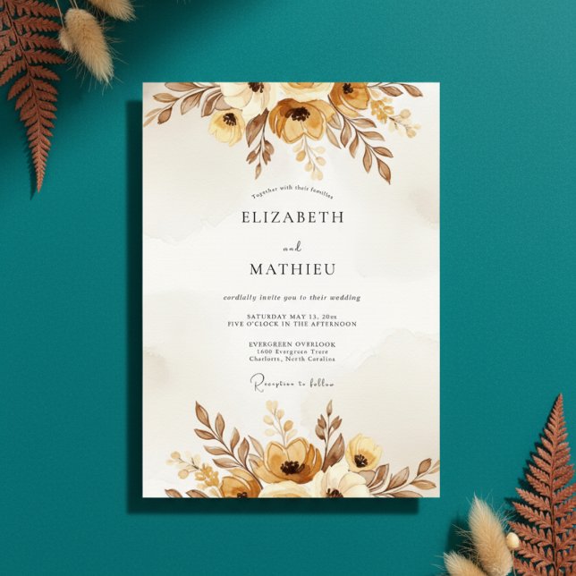 Invitation Noces Peintres Automnales Ocres (Créateur téléchargé)