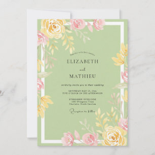 Invitation Noces Pivoine Beurre Céladon
