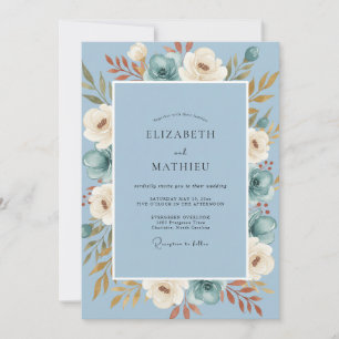 Invitation Noces Pivoine Rouille d'Acier